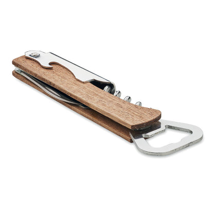 Sacacorchos de madera y acero inoxidable con accesorios