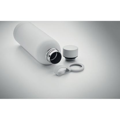 Botella tumbada blanca de acero con tapa