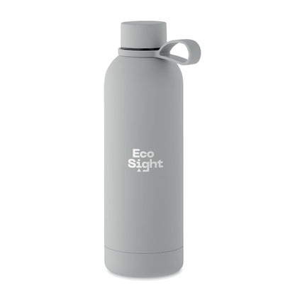 Botella de acero blanca con tapón con logo
