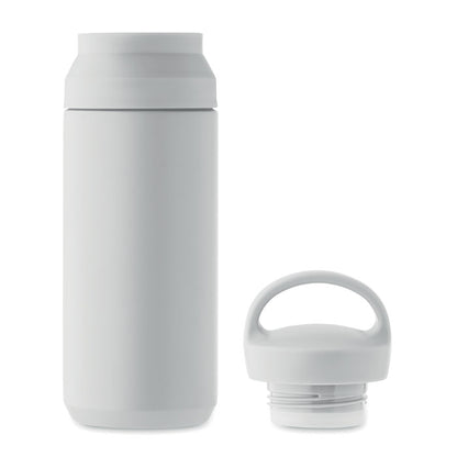 Botella blanca de acero inox con tapa de rosca