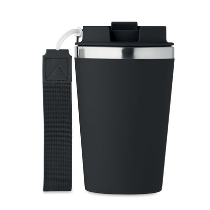Vaso de acero inoxidable con tapadera y asa de transporte