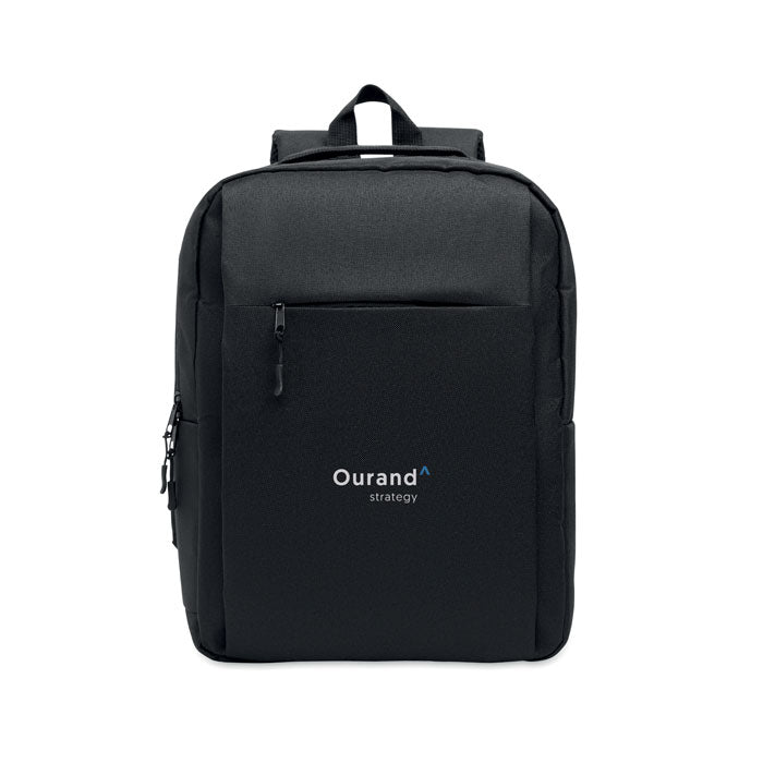 AKRAOS - Mochila para portátil de 15", mochila negra con logo Ourand, cierre de cremallera y diseño moderno.