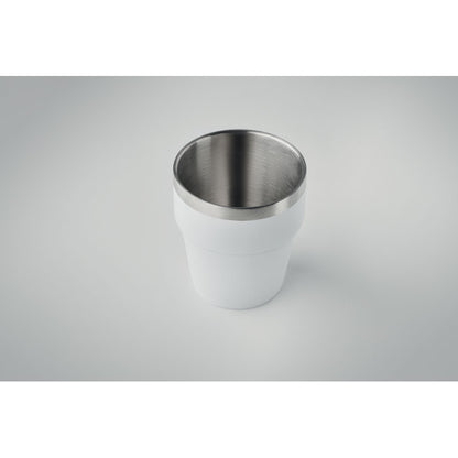 Vaso de acero inoxidable de doble pared visto desde arriba