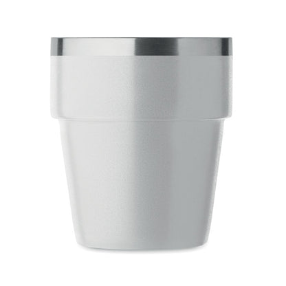 Vaso apilable color blanco de acero inoxidable