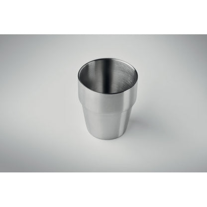Vaso de acero inoxidable de doble pared visto desde arriba