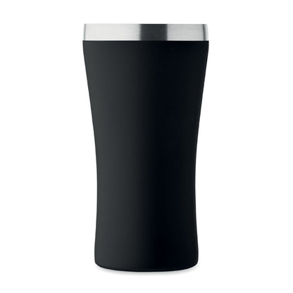 Pequeño vaso negro de acero inoxidable con tapadera