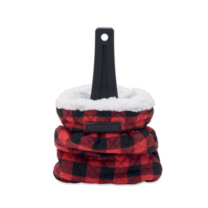 Guante acolchado para rascar hielo con forro sherpa en cuadros negro y rojo.