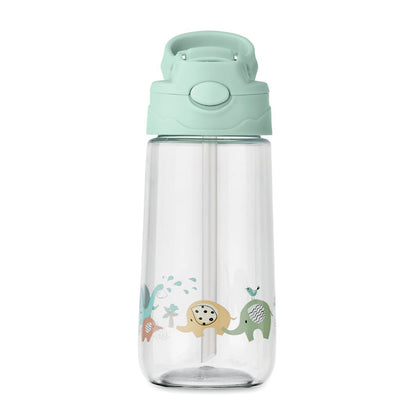 Vista trasera de botella con  pajita para niños