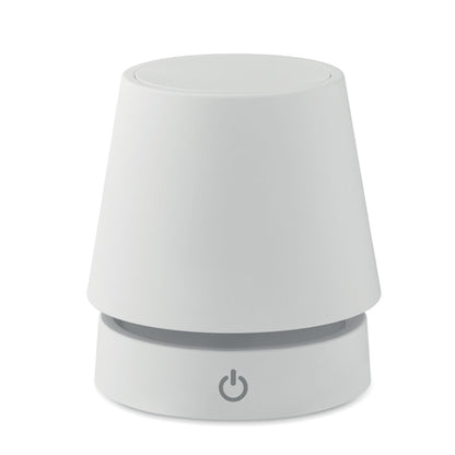 Lámpara de mesa elegante y práctica con diseño minimalista en blanco.          Preguntar a ChatGPT