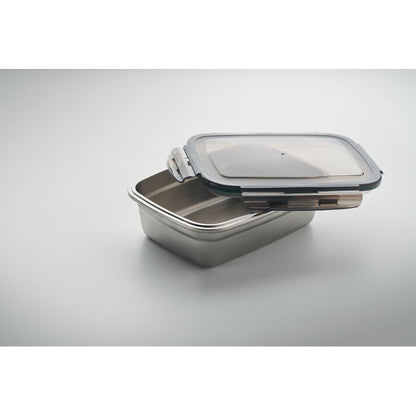 Recipiente de acero inox para comidas con tapadera de plástico