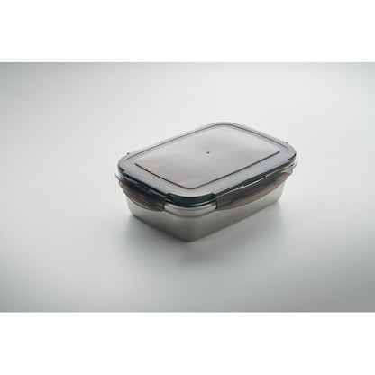 Fiambrera rectangular de acero inoxidable con tapa de plástico