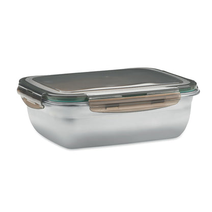 Fiambrera rectangular de acero inoxidable con tapa de plástico