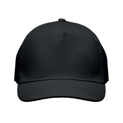 Vista frontal de gorra de algodón negra