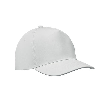 Vista lateral de gorra blanca de beisbol 