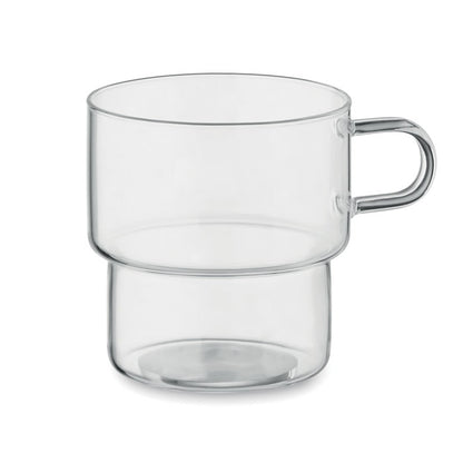 Taza apilable  de cristal de borosilicato transparente de 300 ml 