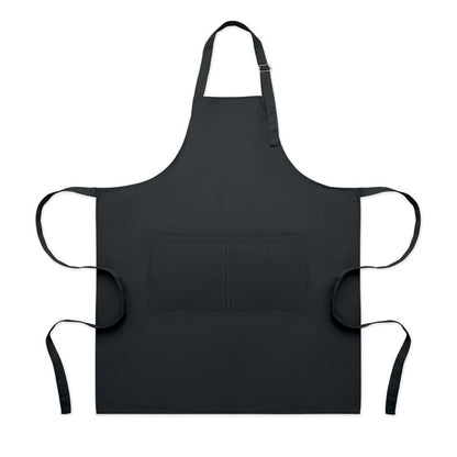 Delantal de cocina negro visto de frente