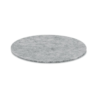 Vista superior de posavasos de fieltro gris claro de RPET