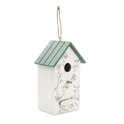 Casita de pájaros de madera con diseño de ramas