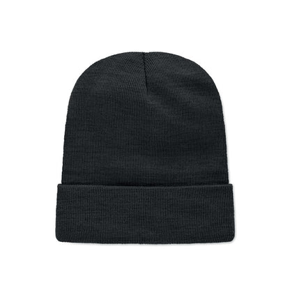 Gorro negro de punto elástico con parche