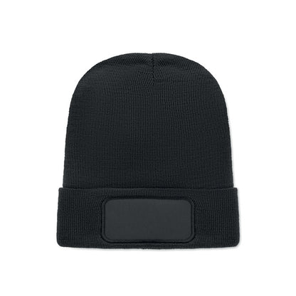Gorro negro de punto con parche