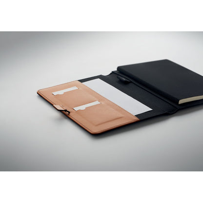 Interior de Portadocumentos negro con cuero símil marrón 