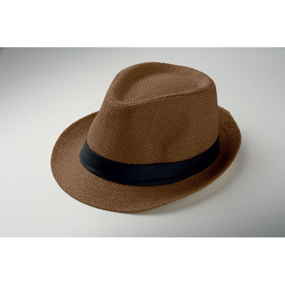 Sombrero de paja marrón vista trasera