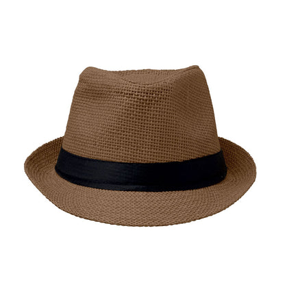 Sombrero marrón con cinta negra vista lateral