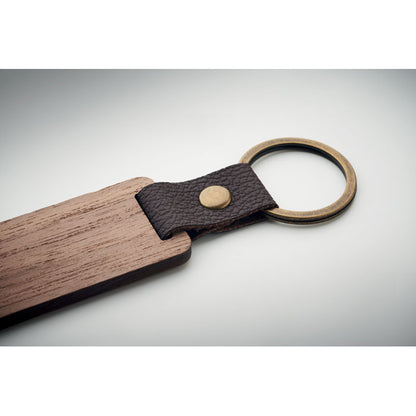Llavero rectangular  e madera personalizado a láser con un logotipo