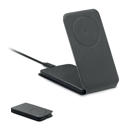 Cargador inalámbrico rectangular negro plegable e imantado
