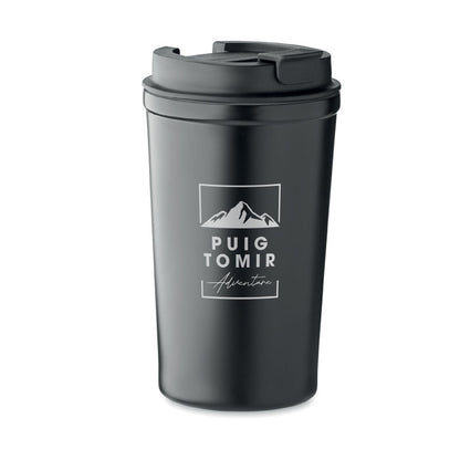Vaso de acero negro con logotipo
