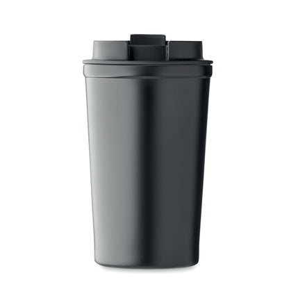 Vista frontal vaso de doble acero negro