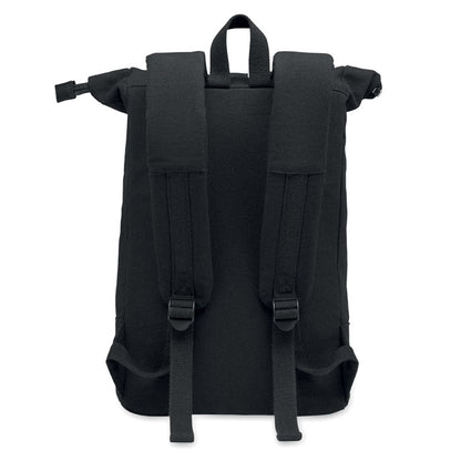 Parte trasera de Mochila portátil de 15 negra cierre rolltop