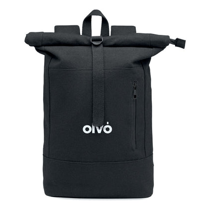 Mochila portátil de 15 negra cierre rolltop con logo