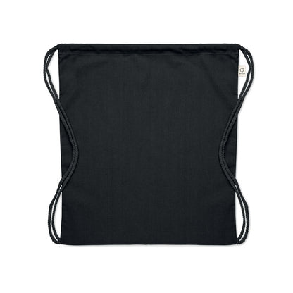 Parte traser de mochila de cordones de algodón negra
