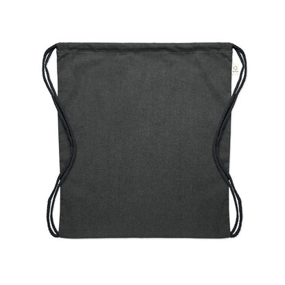 Mochila de algodón negra con cierre de cuerdas