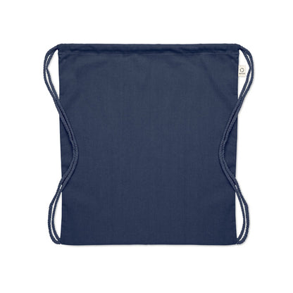 Mochila de algodón azul marino con cierre de cuerdas