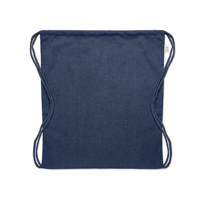 Bolsa azul marino de algodón con cierre de cordones