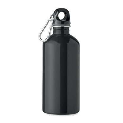 Botella negra con tapón y mosquetón