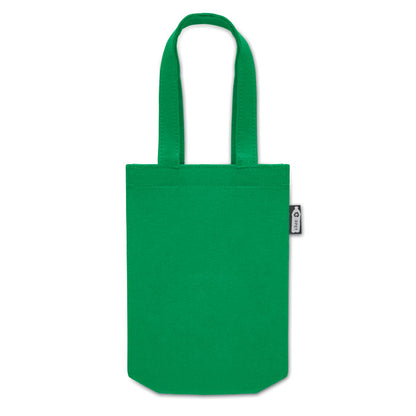 Bolsa de fieltro reciclado verde con asas cortas