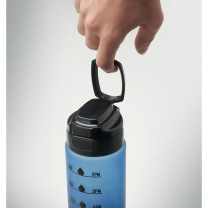Bidón  deportivo  con horas impresas azul