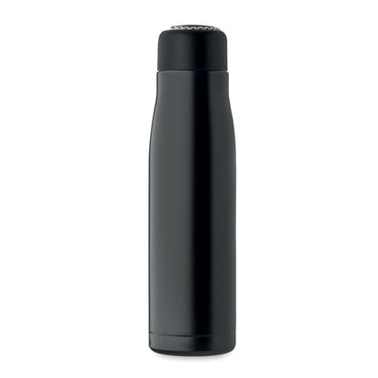  Botella de acero negro con tapa 