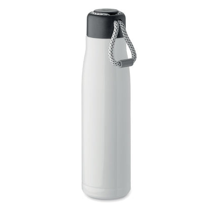  Botella de acero blanco con tapa con cordón