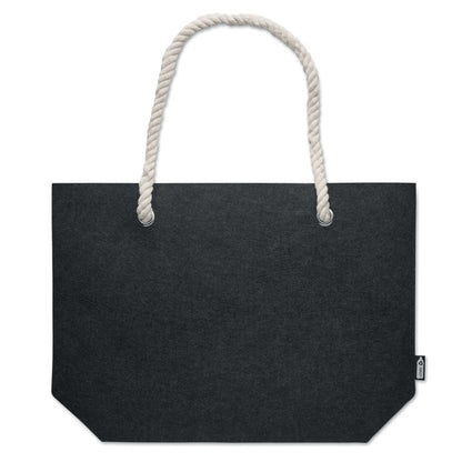 Totebag rectangular con fuelle de fieltro gris 