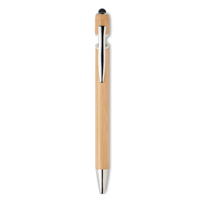 Bolígrafo de madera con clip cormado plateado