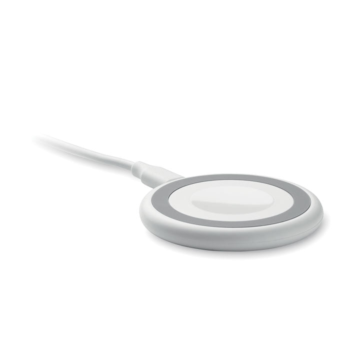 Cargador inalámbrico magnético 15W en color blanco con diseño circular y cable tipo C