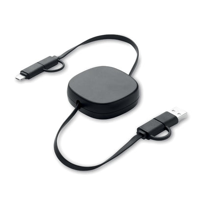 Set de cables retráctil en estuche negro