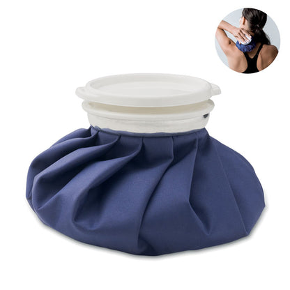 Bolsa para hielo reutilizable de color azul con cierre de plástico blanco