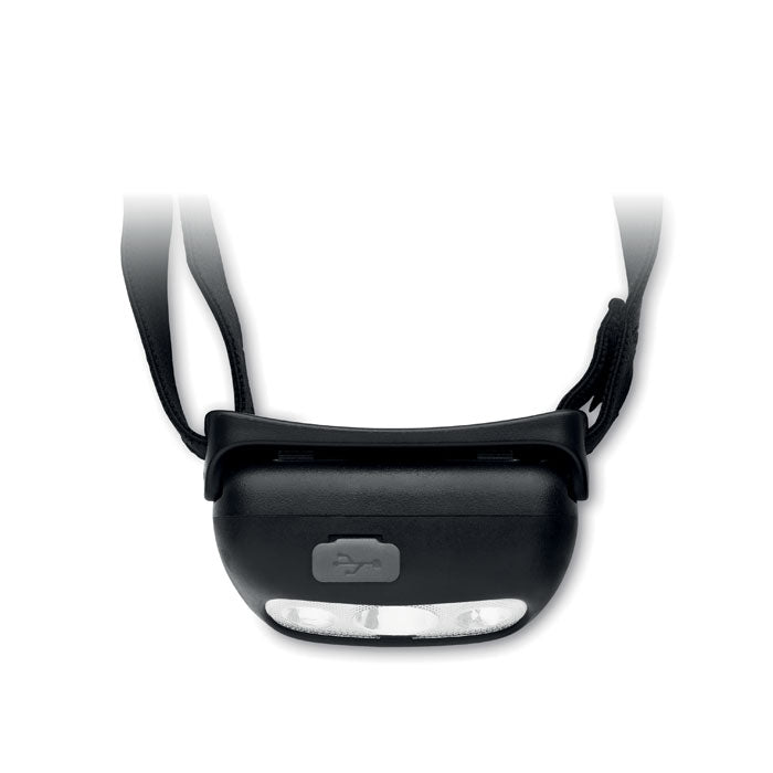 ELYDEE - Linterna frontal recargable con luz LED y diseño ajustable, ideal para actividades al aire libre.