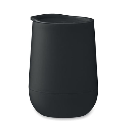 Vaso de plástico negro mate con tapadera hermética