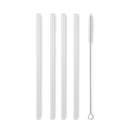 Cajita de cartón kraft con set de 4 pajitas de cristal y cepillo